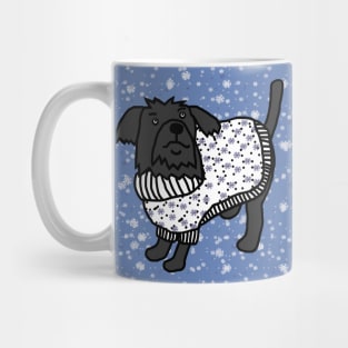 Cute Winter Dog in Christmas Snowflake Sweater Mug